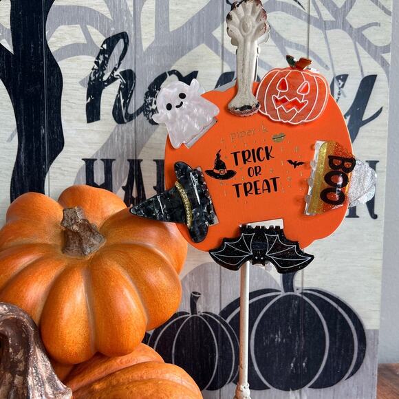Piper K Accessories - PiperK Trick or Treat Halloween HairClips Ghost Pumpkin Witch Hat CandyCorn Bat